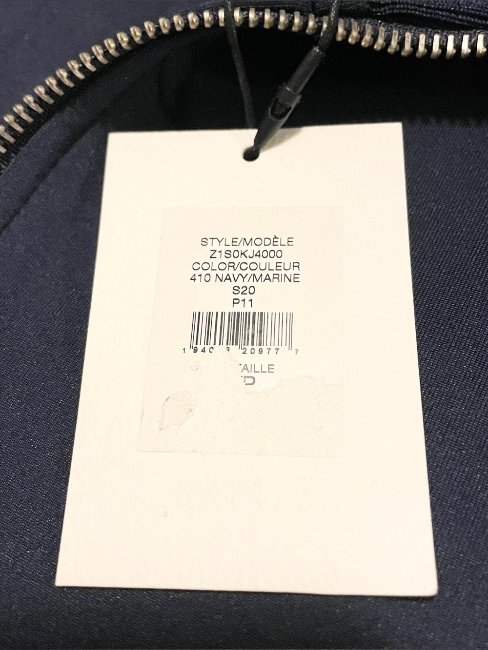 en THREAD Navy Blue Full Zip Track Jacket Sporty White Stripes Size Small Flaws - Picture 5 of 16